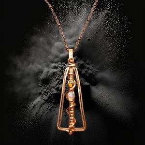 Artisan Copper Opal Wire Wrapped Necklace